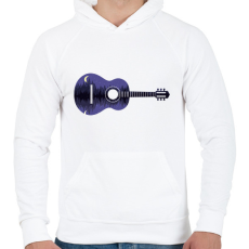 PRINTFASHION Gitár az éjszakában - Férfi kapucnis pulóver - Fehér