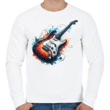 PRINTFASHION gitár - Férfi pulóver - Fehér férfi pulóver, kardigán