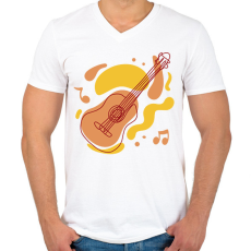 PRINTFASHION Gitár - Férfi V-nyakú póló - Fehér