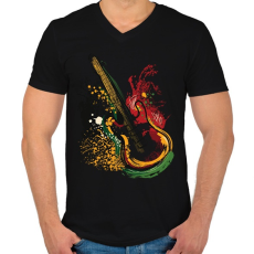 PRINTFASHION Gitár - Férfi V-nyakú póló - Fekete