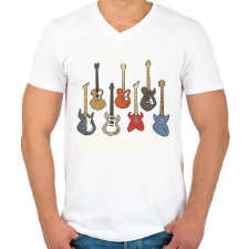 PRINTFASHION Gitár gyűjtő - Férfi V-nyakú póló - Fehér férfi póló