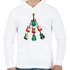 PRINTFASHION Gitár karácsonyfa - Férfi kapucnis pulóver - Fehér férfi pulóver, kardigán