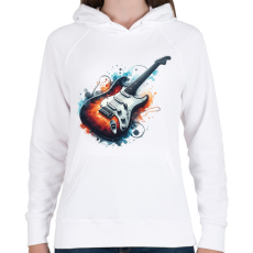 PRINTFASHION gitár - Női kapucnis pulóver - Fehér