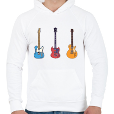 PRINTFASHION Gitárok - Férfi kapucnis pulóver - Fehér