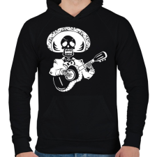 PRINTFASHION Gitáros csontváz - Férfi kapucnis pulóver - Fekete férfi pulóver, kardigán