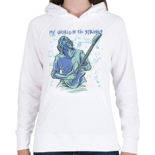 PRINTFASHION Gitáros élet - Női kapucnis pulóver - Fehér női pulóver, kardigán