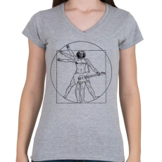 PRINTFASHION Gitáros ember - Női V-nyakú póló - Sport szürke