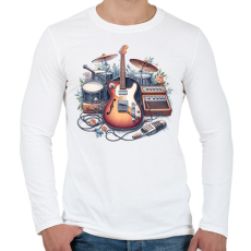 PRINTFASHION gitáros - Férfi hosszú ujjú póló - Fehér