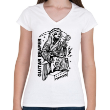 PRINTFASHION Gitáros halál - Női V-nyakú póló - Fehér női póló