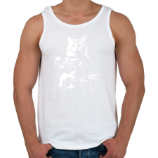 PRINTFASHION Gitáros macska - Férfi atléta - Fehér atléta, trikó