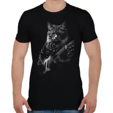 PRINTFASHION Gitáros macska - Férfi póló - Fekete férfi póló