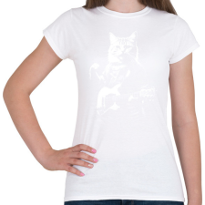 PRINTFASHION Gitáros macska - Női póló - Fehér női póló