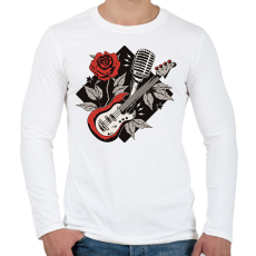 PRINTFASHION Gitáros minta - Férfi hosszú ujjú póló - Fehér
