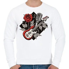 PRINTFASHION Gitáros minta - Férfi pulóver - Fehér