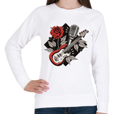 PRINTFASHION Gitáros minta - Női pulóver - Fehér női pulóver, kardigán