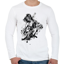 PRINTFASHION Gitáros rocker - Férfi hosszú ujjú póló - Fehér férfi póló
