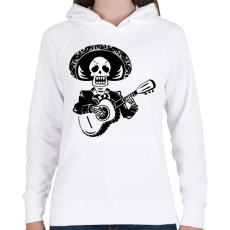 PRINTFASHION Gitározó csontváz - Női kapucnis pulóver - Fehér