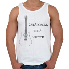 PRINTFASHION Gitározom, tehát vagyok - Férfi atléta - Fehér atléta, trikó