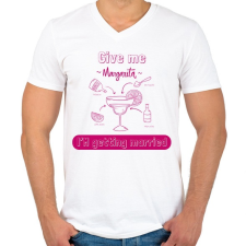 PRINTFASHION Give me margarita - Férfi V-nyakú póló - Fehér férfi póló