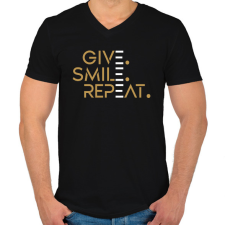 PRINTFASHION Give. Smile. Repeat - Férfi V-nyakú póló - Fekete férfi póló
