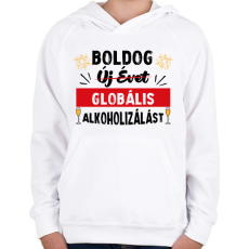 PRINTFASHION Globális alkoholizálás - Gyerek kapucnis pulóver - Fehér
