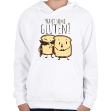 PRINTFASHION Glutén díler - Gyerek kapucnis pulóver - Fehér gyerek pulóver, kardigán