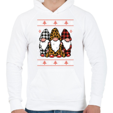 PRINTFASHION Gnóm karácsony - Férfi kapucnis pulóver - Fehér férfi pulóver, kardigán