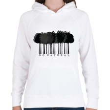 PRINTFASHION Go natural - vonalkód - Női kapucnis pulóver - Fehér női pulóver, kardigán