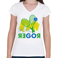 PRINTFASHION Go Roger - Női V-nyakú póló - Fehér női póló