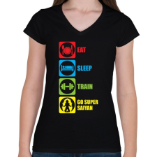 PRINTFASHION Go super saiyan - Női V-nyakú póló - Fekete női póló