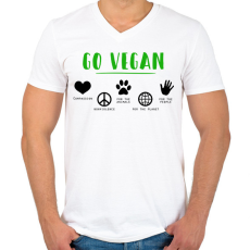 PRINTFASHION Go vegan - Férfi V-nyakú póló - Fehér