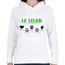 PRINTFASHION Go vegan - Női kapucnis pulóver - Fehér női pulóver, kardigán