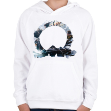 PRINTFASHION God of War - Ragnarok - Atreus, Kratos, Freya - Gyerek kapucnis pulóver - Fehér gyerek pulóver, kardigán
