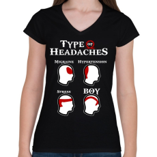 PRINTFASHION God of War - Types of Headaches - Női V-nyakú póló - Fekete