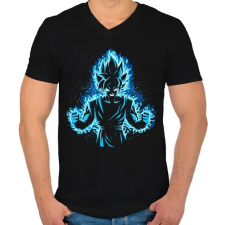 PRINTFASHION God Vegeta - Férfi V-nyakú póló - Fekete férfi póló