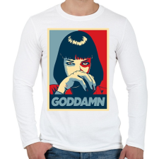 PRINTFASHION Goddamnn - Férfi hosszú ujjú póló - Fehér férfi póló