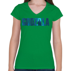 PRINTFASHION Godzi - Női V-nyakú póló - Zöld