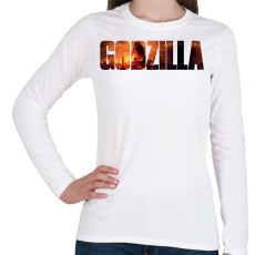 PRINTFASHION Godzilla - Női hosszú ujjú póló - Fehér