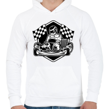 PRINTFASHION Gokart - Férfi kapucnis pulóver - Fehér férfi pulóver, kardigán