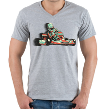 PRINTFASHION Gokart - Férfi V-nyakú póló - Sport szürke férfi póló