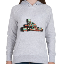 PRINTFASHION Gokart - Női kapucnis pulóver - Sport szürke női pulóver, kardigán