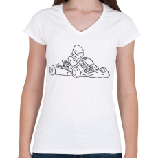 PRINTFASHION gokart - Női V-nyakú póló - Fehér