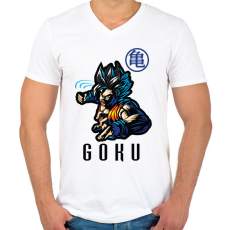 PRINTFASHION goku 2021 - Férfi V-nyakú póló - Fehér