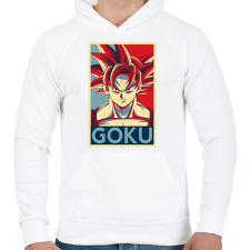 PRINTFASHION Goku - Férfi kapucnis pulóver - Fehér férfi pulóver, kardigán