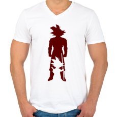 PRINTFASHION Goku - Férfi V-nyakú póló - Fehér