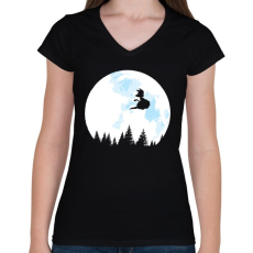 PRINTFASHION Goku holdfényben - Női V-nyakú póló - Fekete