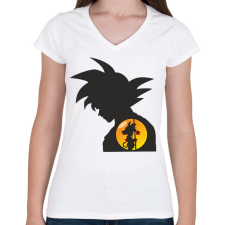 PRINTFASHION Goku - Női V-nyakú póló - Fehér női póló