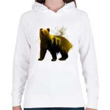 PRINTFASHION golden bear - Női kapucnis pulóver - Fehér női pulóver, kardigán