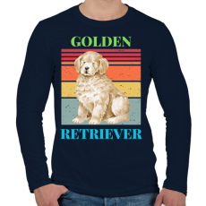 PRINTFASHION Golden Retriever - Férfi hosszú ujjú póló - Sötétkék