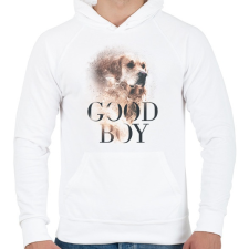 PRINTFASHION Golden Retriever - Good Boy - Férfi kapucnis pulóver - Fehér férfi pulóver, kardigán